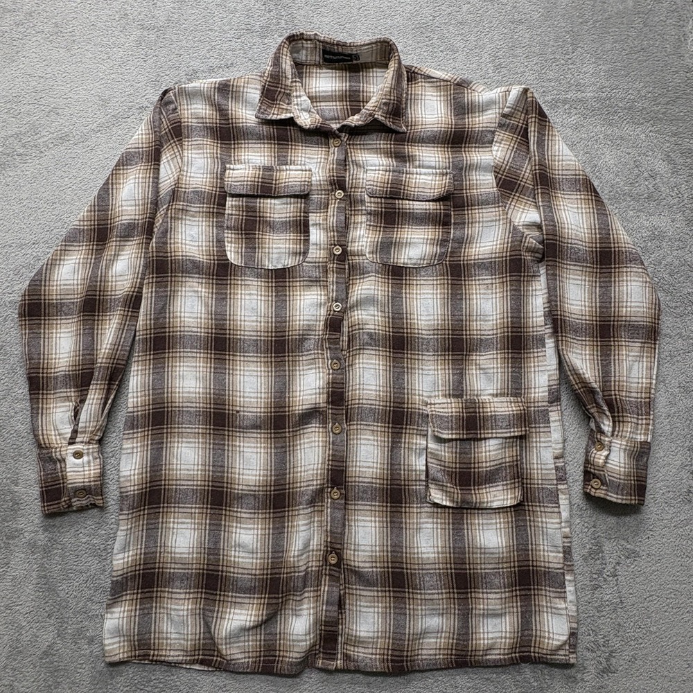 PrettyLittleThing Shirt Womens 8 Plaid Flannel Long Sleeve Button Down Pockets